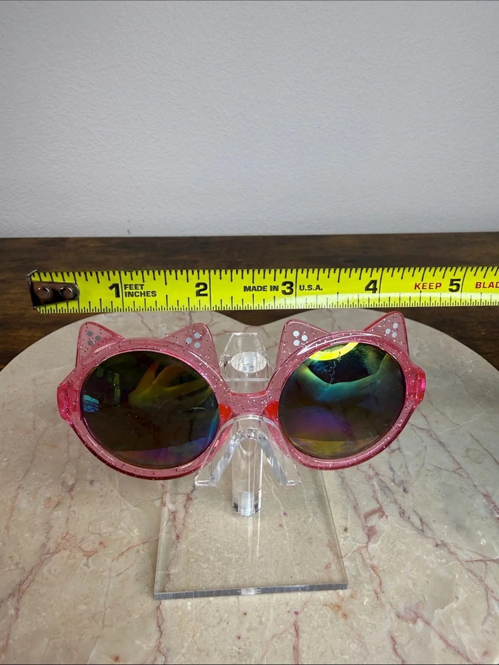 Kids Pink Cat-Ear Glitter Sunglasses